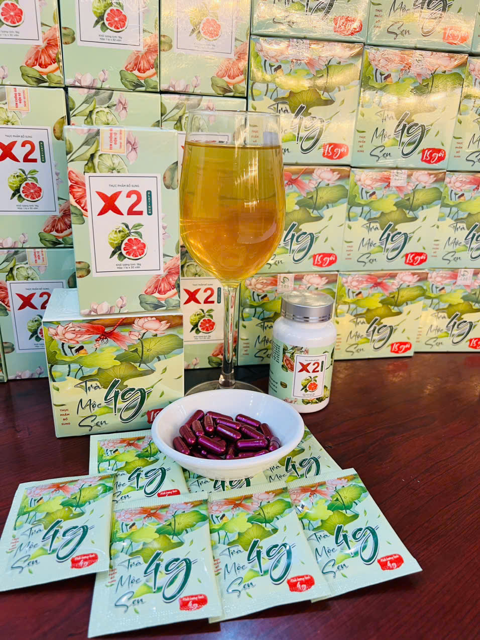 Trà Mộc Sen 4G và X2 Platinum Combo 1